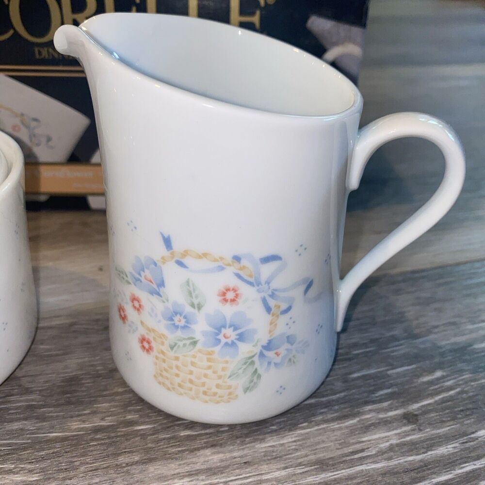 Corelle Sugar & Creamer Set 619-337 - "Country Cornflower" new vintage - Picture 5 of 11